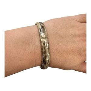 Omega Gold Tone Stretch Bracelet Vintage Unisex Bangle One Size Fits Any